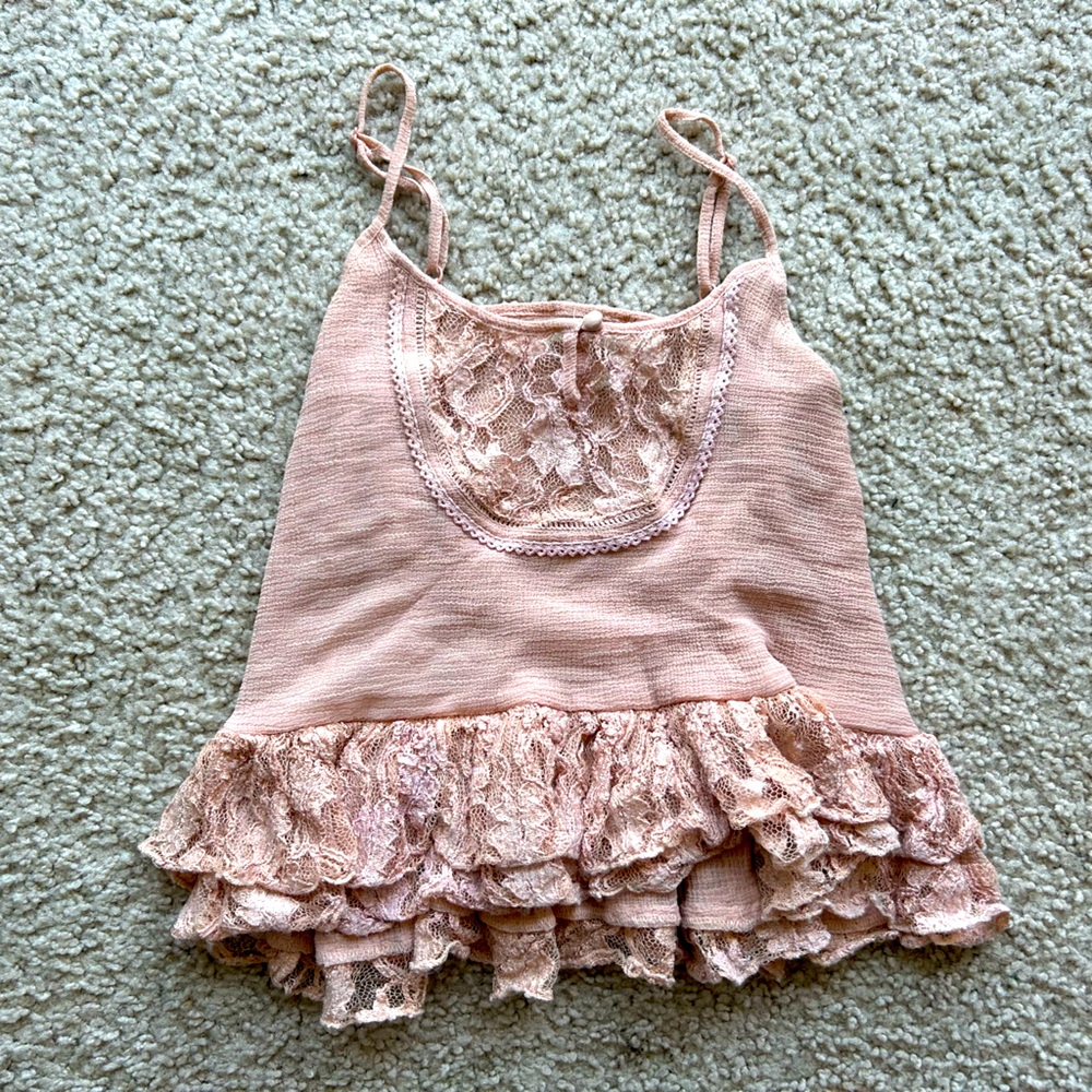 Kimchi Light Pink Ruffled Lace Chemise